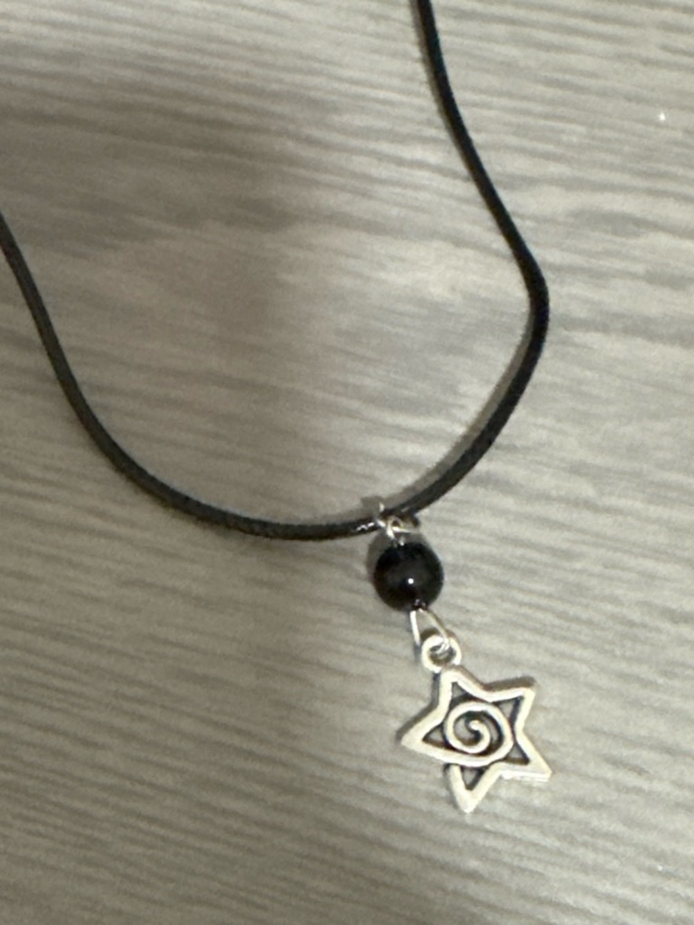 Stylish Black Cord Necklace with Silver Star Pendant